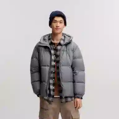森马 纯色保暖宽松无帽立领羽绒服 男款