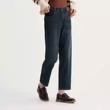 森马 简约抓毛锥形裤宽松牛仔裤 女款