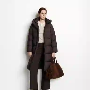 森马 超级植物系列 纯色防水加厚保暖连帽中长款羽绒服 女款