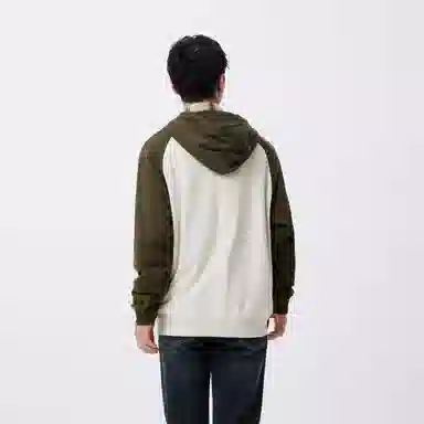 森马 美式复古撞色宽松连帽长袖卫衣 男女同款