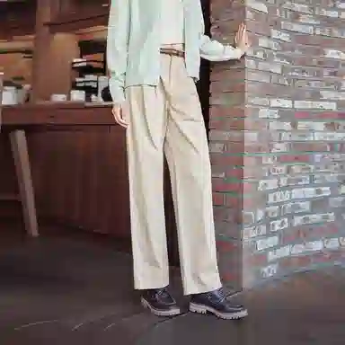 森马 舒适简约纯色中腰宽松休闲裤 女款