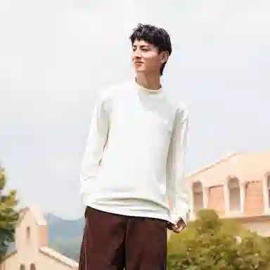 森马 半高领百搭纯色针织衫 男款