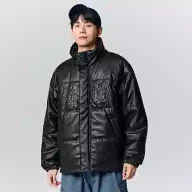 森马 绣花宽松保暖棉服 男款 黑色