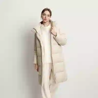 森马 超级植物系列 纯色防水加厚保暖连帽中长款羽绒服 女款