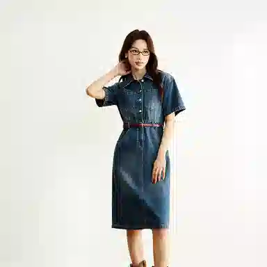 森马 森柔开叉工装短袖连衣裙 女款