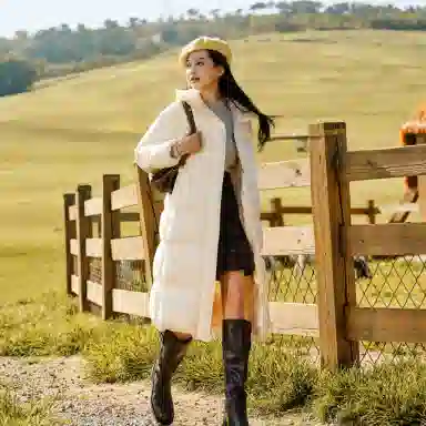 森马 超级植物系列 纯色防水加厚保暖连帽中长款羽绒服 女款