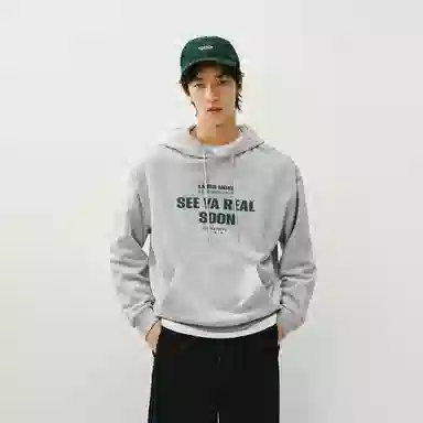 森马 时尚印花宽松连帽卫衣 男款