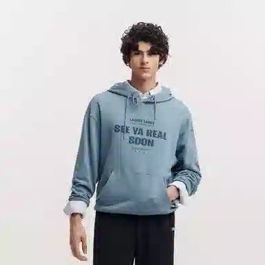 森马 时尚印花宽松连帽卫衣 男款