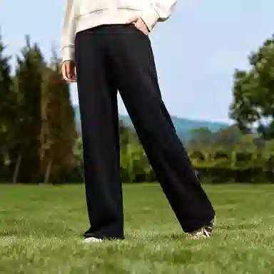 森马 摇粒绒纯色中腰阔腿休闲裤 女款