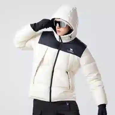 CAMEL Warm Fleece Windproof Hooded Puffer Jacket