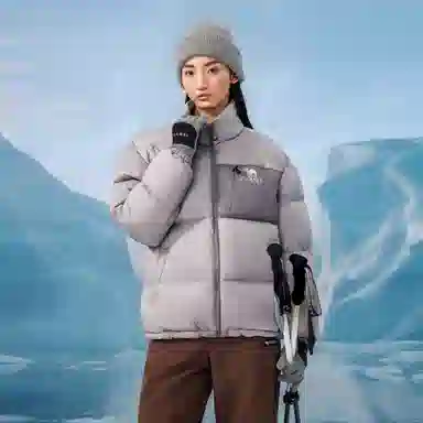 CAMEL Loose Fit Stand Collar Down Jacket