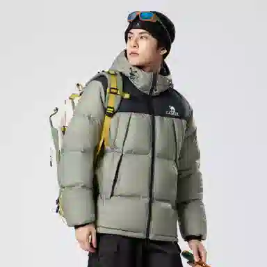 CAMEL Warm Fleece Windproof Hooded Puffer Jacket