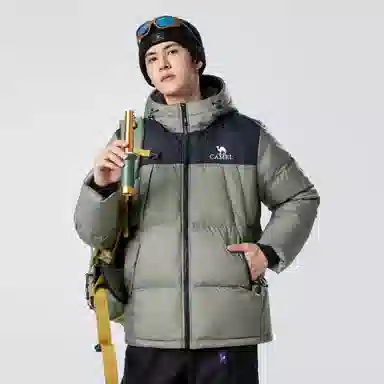 CAMEL Warm Fleece Windproof Hooded Puffer Jacket