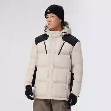 CAMEL Warm Fleece Colorblock Puffer Jacket