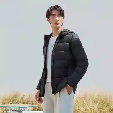 CAMEL Warm Fleece Hoodie Down Jacket