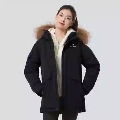 CAMEL Mid-Length Down Jacket