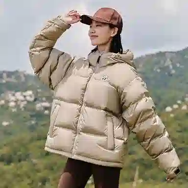 熊猫 时尚休闲防风防泼水保暖抗寒外套面包羽绒服 男女同款