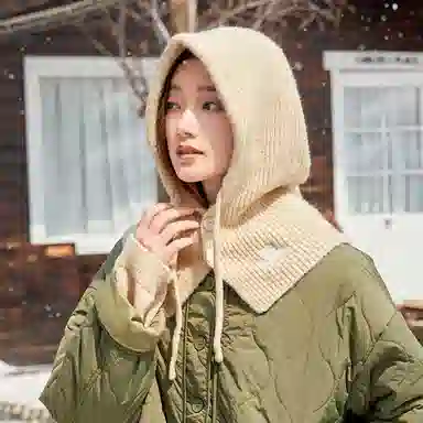 CAMEL Balaclava Knit Hat Scarf