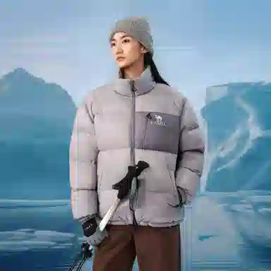 CAMEL Loose Fit Stand Collar Down Jacket