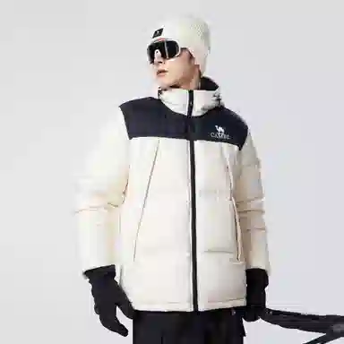 CAMEL Warm Fleece Windproof Hooded Puffer Jacket