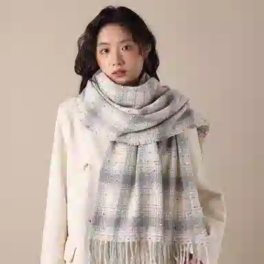 卡皮巴拉小黄豚 韩版格子时尚百搭显白甜美复古加厚流苏高级感柔软保暖简约日常 聚酯纤维 绒线围巾 男女同款情侣款