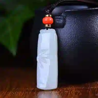 静汝玉 竹节步步高升挂件 和田玉 吊坠 男女同款情侣款 白玉