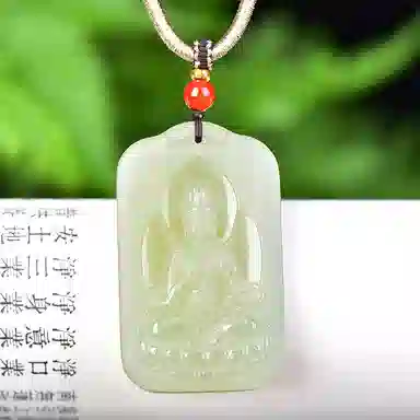 静汝玉 精致观音牌 和田玉 吊坠 男款 青白玉