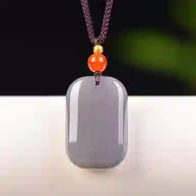 静汝玉 平安牌玉坠挂件玉佩 和田玉项链 烟紫 男女同款情侣款