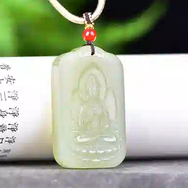 静汝玉 精致观音牌 和田玉 吊坠 男款 青白玉