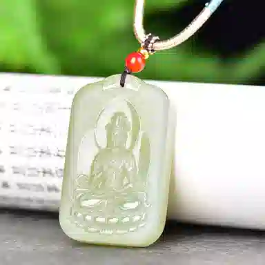 静汝玉 精致观音牌 和田玉 吊坠 男款 青白玉