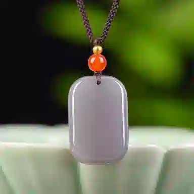 静汝玉 平安牌玉坠挂件玉佩 和田玉项链 烟紫 男女同款情侣款