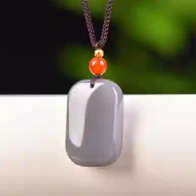 静汝玉 平安牌玉坠挂件玉佩 和田玉项链 烟紫 男女同款情侣款