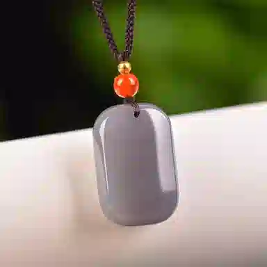 静汝玉 平安牌玉坠挂件玉佩 和田玉项链 烟紫 男女同款情侣款