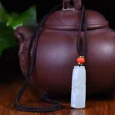 静汝玉 竹节步步高升挂件 和田玉 吊坠 男女同款情侣款 白玉