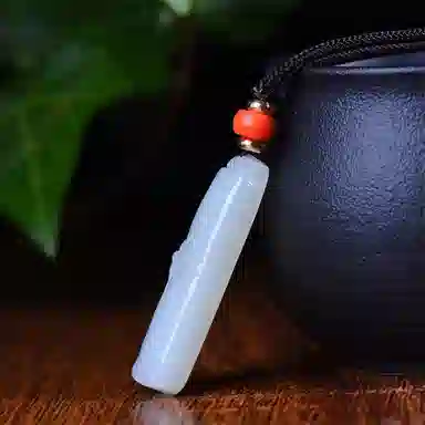 静汝玉 竹节步步高升挂件 和田玉 吊坠 男女同款情侣款 白玉