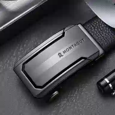 梦特娇 自动扣腰带 品牌正品商务青年裤带 头层牛皮 皮带 男款