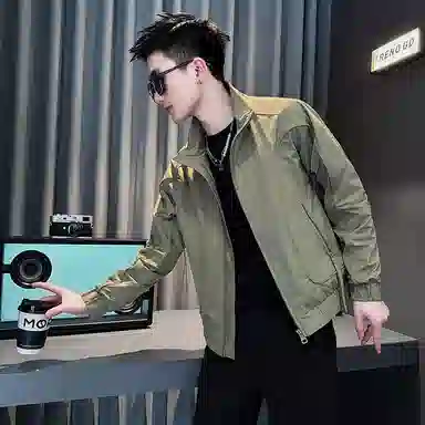 悍戈 韩版高级感痞帅气口袋拉链设计感简约青春时尚潮流个性百搭休闲夹克 男女同款 经典黑色款