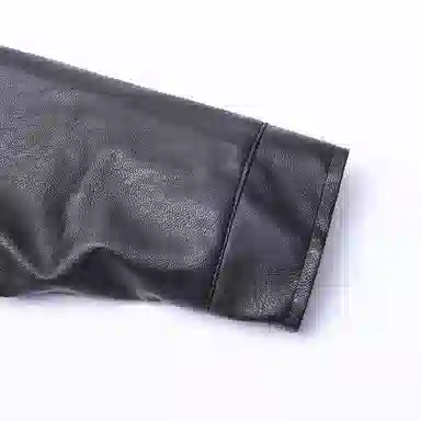 机车骑行潮牌立领加薄绒防风休闲复古纯色夹克时尚皮衣 男款 经典黑色