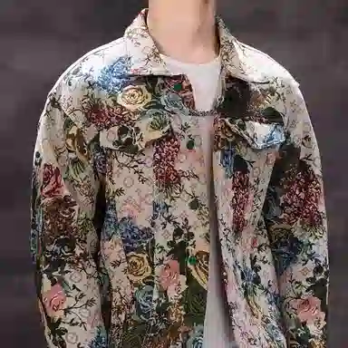 MIIRACER Floral Embroidered Denim Jacket