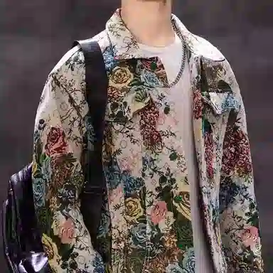 MIIRACER Floral Embroidered Denim Jacket
