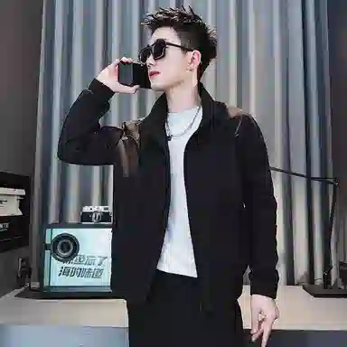 悍戈 韩版高级感痞帅气口袋拉链设计感简约青春时尚潮流个性百搭休闲夹克 男女同款 经典黑色款