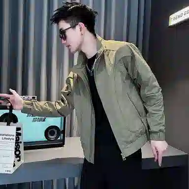 悍戈 韩版高级感痞帅气口袋拉链设计感简约青春时尚潮流个性百搭休闲夹克 男女同款 经典黑色款