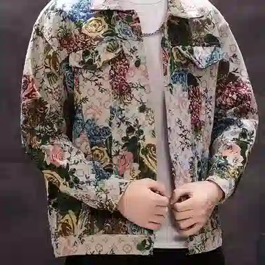 MIIRACER Floral Embroidered Denim Jacket