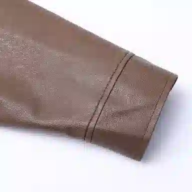 机车骑行潮牌立领加薄绒防风休闲复古纯色夹克时尚皮衣 男款 经典黑色