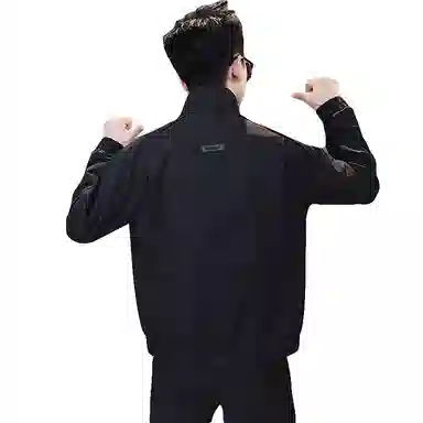 悍戈 韩版高级感痞帅气口袋拉链设计感简约青春时尚潮流个性百搭休闲夹克 男女同款 经典黑色款