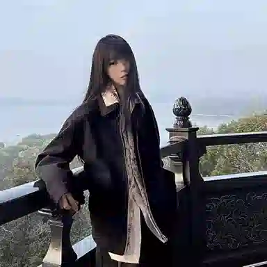 寻星记 美式复古高级感花领拼接假两件秋冬休闲宽松百搭长袖夹克外套 男女同款