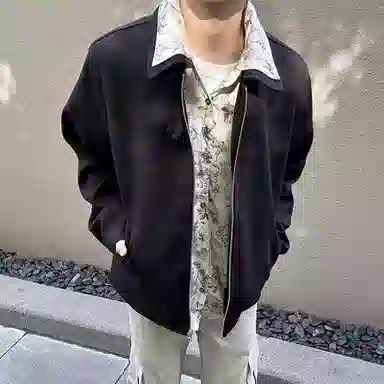 寻星记 美式复古高级感花领拼接假两件秋冬休闲宽松百搭长袖夹克外套 男女同款