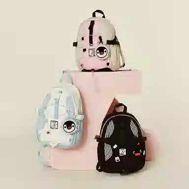 VANWALK Pingu Backpack Large Black White Plaid