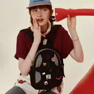 VANWALK Pingu Backpack Large Black White Plaid