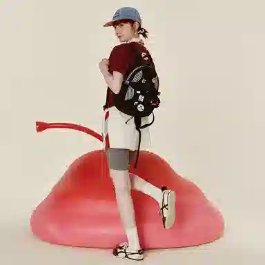 VANWALK Pingu Backpack Large Black White Plaid